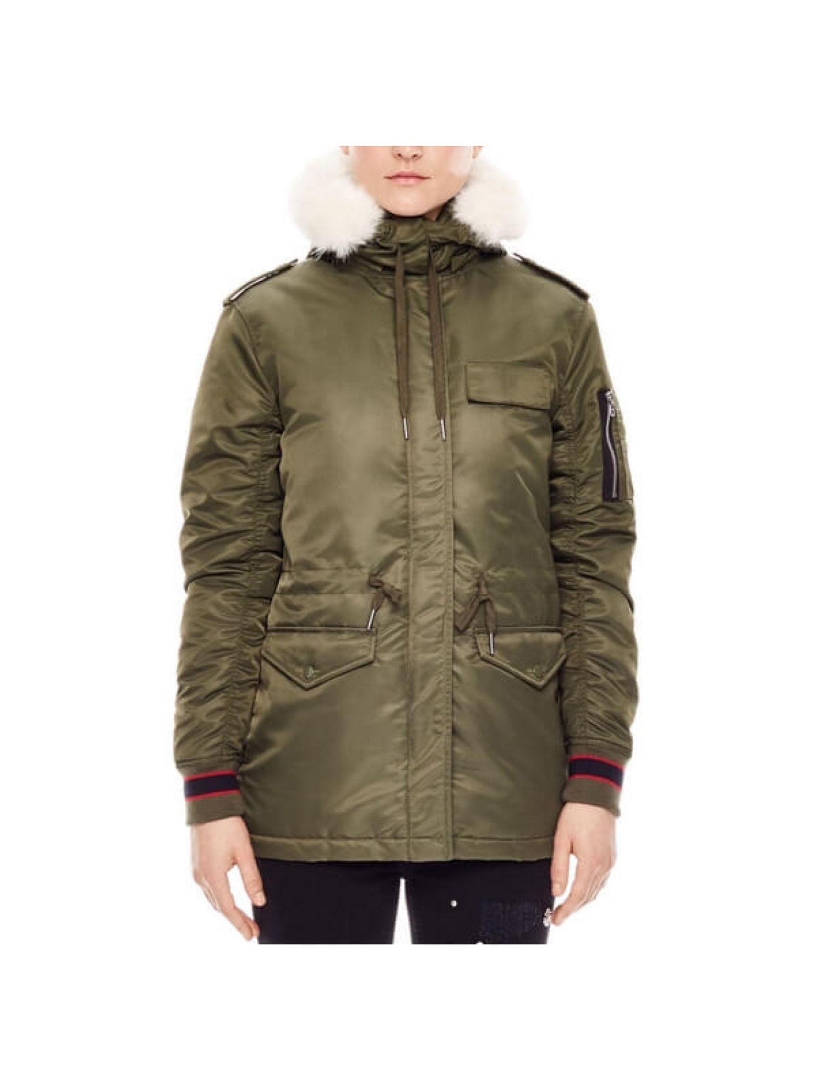 Sandro Green Hooded Parka